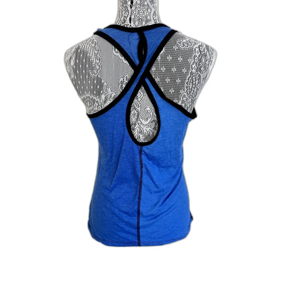 Champion Women's Racerback Tank Top Blue with Black Trim Small